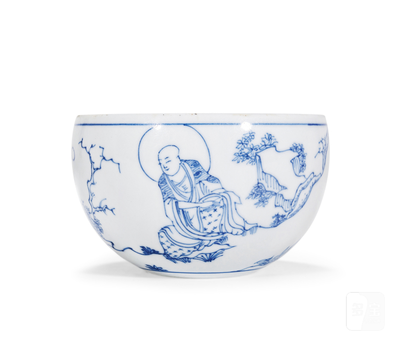 明天启 青花“赵州公案”人物故事图小缸 - 图2